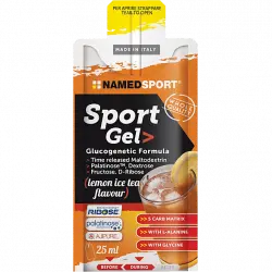 Gel deportivo - NamedSport Sport Lemon, 25ml, Sabor Té helado de limón, Apto para veganos