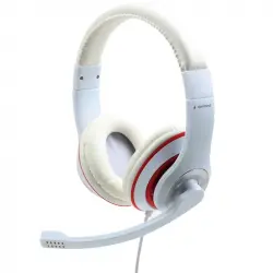 Gembird MHS-03-WTRD Auriculares Estéreo con Micrófono Blanco con Aro Rojo