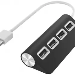 Hub USB/Concentrador - Hama 00200119, USB 2.0, Para portátiles, Plug & Play, 4x Puertos USB, Negro