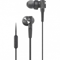 Auriculares de botón - Sony MDR-XB55APB, Extra Bass, Diafragma Neodimio 12mm, 116 dB, 4 Hz- 24 KHz, 16 ohm, Negro