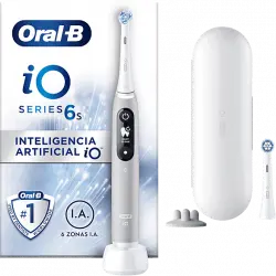 Cepillo eléctrico - Oral-B iO 6S, Con 2 Cabezales y 1 Estuche De Viaje, Diseñado Por Braun, Gris