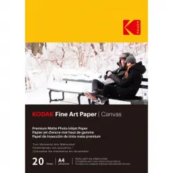 Kodak Fine Art 9891090 Papel Fotográfico 230Gsm Mate A4 Impresión en Lienzo de Tinta 20 Hojas
