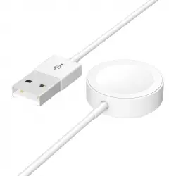Ksix Oslo Cargador de Repuesto con Base de Carga Inalámbrica/Magnética para Smartwatch USB-A Blanco