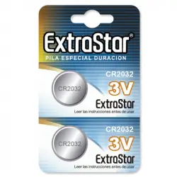 Extrastar Pack de 2 Pilas de Botón CR2032 3V