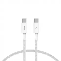 Ksix 65W Cable de Carga y Datos USB-C a USB-C Compatible Power Delivery Trenzado 1m Blanco