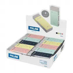 Milan Silver Caja Expositora de 20 Gomas de Borrar Nata 320 con Funda de Cartón y Envueltas