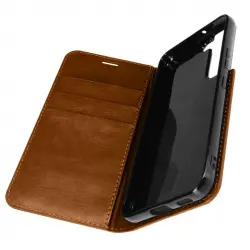 Avizar Funda de Piel con Tarjetero y Soporte de Vídeo Camel para Samsung Galaxy S22