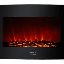 Chimenea - Cecotec Ready Warm 3500 Curved Flames, 35", 2000W, 30m², 2 modos, Control remoto, Negro