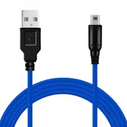 OcioDual Cable USB 2.0 Trenzado para Nintendo DSI/2DS/3DS Macho/Macho 1.5m Azul