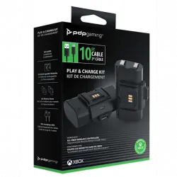 Pack cargador - PDP Play & Charge Kit, Para Xbox Serie X y One , Autonomía 20 h, Negro