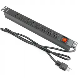 RackMatic Regleta de Enchufes para Armario Rack 19" 1U con 8 US NEMA Aluminio e Interruptor