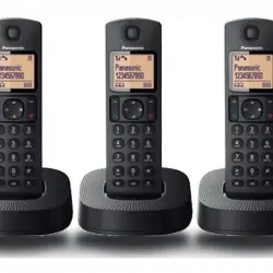 Teléfono - Panasonic KXTGC313SPB, Fijo, Inalámbrico, Trio, LCD, Localizador, Bloqueo de Llamadas, ECO, Negro