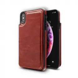 Unotec Wallex Funda de Piel Marrón para iPhone X/XS