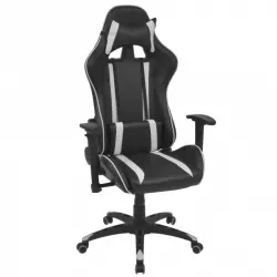 VidaXL Silla de Escritorio Racing Reclinable Cuero Artificial Blanca