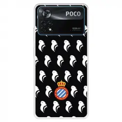 Funda Para Xiaomi Poco X4 Pro Del Escudo Patron Fondo Negro - Licencia Oficial Rcd Espanyol