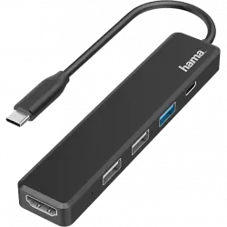 Hub USB - ‎Hama 00200117, 5 Gbps, puertos, Universal, Negro