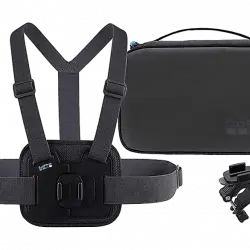 Kit accesorios cámara deportiva - GoPro AKTAC-001, Soporte para pecho y soporte manillar, Negro