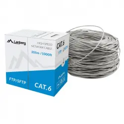 Lanberg Bobina Cable de Red RJ45 Cat.6 SFTP Rígido CU 305m Gris