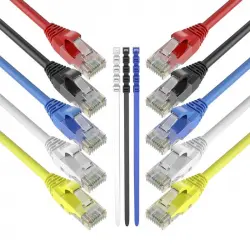 Max Connection Pack 10 Cables de Red UTP RJ45 Cat.6 24AWG 3m + 15 Bridas Colores Surtidos