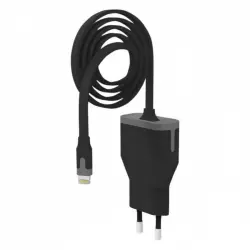 Muvit Cargador de Pared Apple Lightning MFI 2.4A 1m Negro