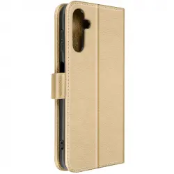 Funda Para Samsung Galaxy A14 Tarjetero Soporte Vídeo Dorado