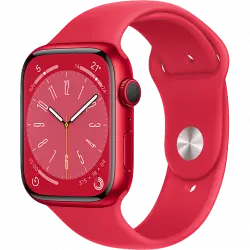 APPLE Watch Series 8 (2022), GPS, 45 mm, Caja de aluminio, Vidrio delantero Ion-X, Correa deportiva (PRODUCT)RED