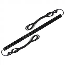 RackMatic Regleta de Enchufes para Rack 19" 1U con 18x Schuko Aluminio Vertical