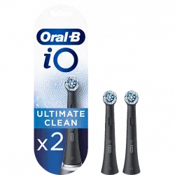 Recambio para cepillo dental - Oral-B iO Ultimate Clean Black, Cabezales De Recambio, Pack 2 Unidades