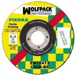 Wolfpack Disco Corte Abrasivo Piedra Fino 115x1.2mm