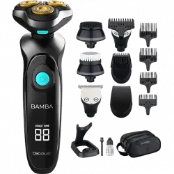 Afeitadora corporal - Cecotec Bamba PrecisionCare TwistGroom 10in1, Multiusos, 4 niveles, 10 accesorios, 80 min, Waterproof, Negro