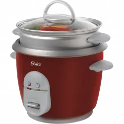 Arrocera - Oster CKSTRC4723-050, 0.6L, Antiadherente, Posibilidad de cocinar al vapor, Rojo