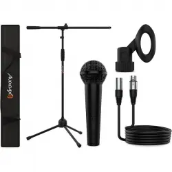 Audibax Kit Micrófono + Soporte + Pinza + Cable XLR 5m + Bolsa de Transporte