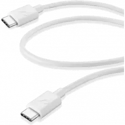 Cable USB - CellularLine USBDATA06USBC2CW, De USB-C a USB-C, 60 cm, Recarga, Sincronización, Blanco
