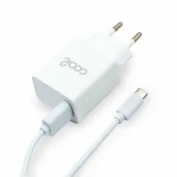 Cargador Red Conector Tipo-c Universal 3amp (carga Rápida) Cool Kit 2 En 1 Blanco