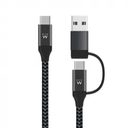 Ewent EW9918 Cable de Carga 2 en 1 USB-C a USB-C/A 1m