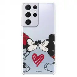 Funda Oficial de Disney Mickey y Minnie Beso Clásicos Disney para Samsung Galaxy S21 Ultra