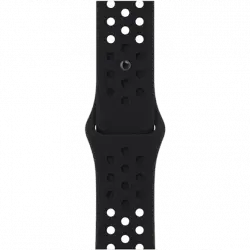 APPLE Watch Correa Nike Sport, 41 mm, Fluoroelastómero de alto rendimiento con perforaciones, Negro/Negro