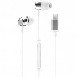 Auriculares - Music Sound MFI, Lightning, Compatible con Apple, Micrófono integrado, Blancos