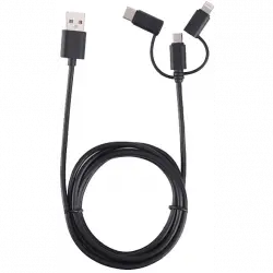 Cable - De USB a Micro-USB, Apple Lightning y Tipo C, ISY IUC-3100, 1.6 m, Negro