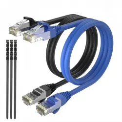 Max Connection Pack 2 Cables de Red UTP RJ45 Cat.6 24AWG 20m + 15 Bridas Colores Surtidos
