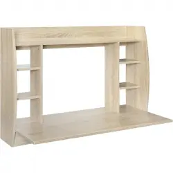 ML Design Escritorio de Pared Madera con Taburete Negro Mesa de Estudio para PC 110x75x48 cm