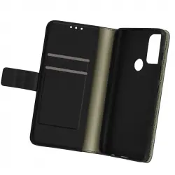 Avizar Funda Aspecto Granulado Tarjetero con Soporte Negra para Motorola Moto G50