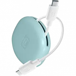 Cable USB - CellularLine Bag Cable, Portacable, C a -C, 1 m, Universal, Azul