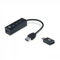 Conceptronic Hubbies Concentrador USB 3.0 x4 con Adaptador OTG USB-C