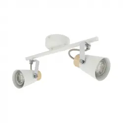 Efectoled Lámpara De Techo Orientable De Madera Y Metal Mara 2 Focos Blanco