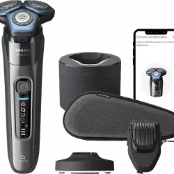 Afeitadora eléctrica - Philips Serie 7000 S7786/59, En seco y mojado, Centro limpieza + Perfilador barba, Azul eléctrico Negro