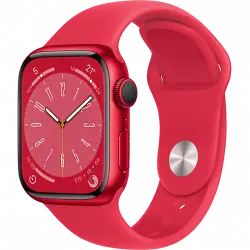 APPLE Watch Series 8 (2022), GPS, 41 mm, Caja de aluminio, Vidrio delantero Ion-X, Correa deportiva PRODUCT(RED)
