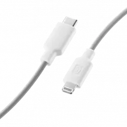 Cable USB - CellularLine Stylecolor, Conector de Lightning a C, 1 m, Gris