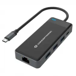 Conceptronic DONN14G Docking Station 7 en 1 USB-C 3.2 Gen1 a HDMI/USB-C PD 100W/USB-A/RJ-45 Gigabit