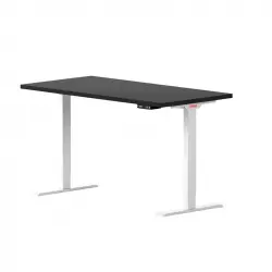 Mesa Escritorio Elevable 140x70cm Negra Patas Blancas Eleva Go